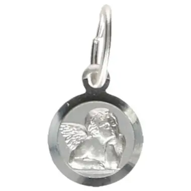 Medaille Engel - 8 mm - Metaal + Rhodium