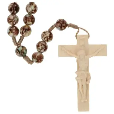 Rosary rope Wood Brown Marbled L35 cm