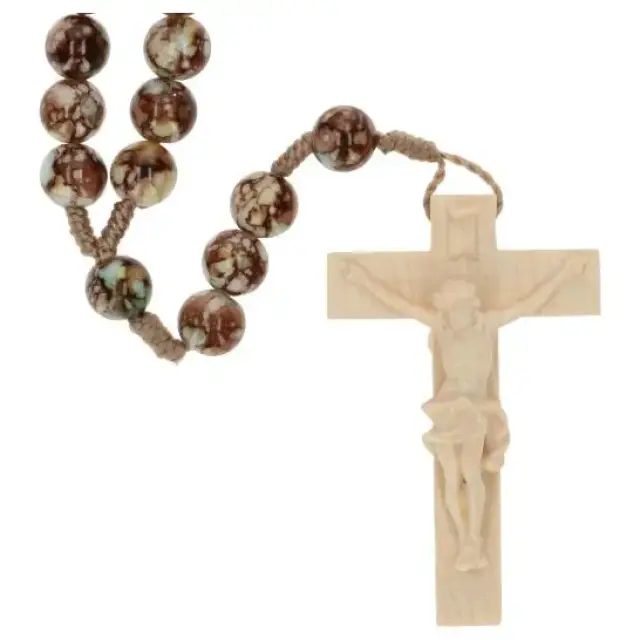 Rosary rope Wood Brown Marbled L35 cm
