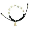 Bracelet s/cordon tressé noir + Méd. dorée Lourdes