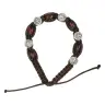 Bracelet s/corde Bois naturel + Méd St Benoît