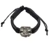 Bracelet en cuir noir avec médaille St Michel