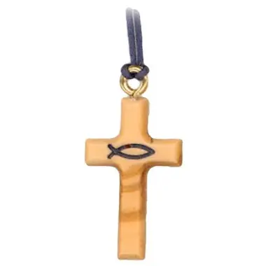 Croix s/cordon - 30 mm - Bois d'olivier