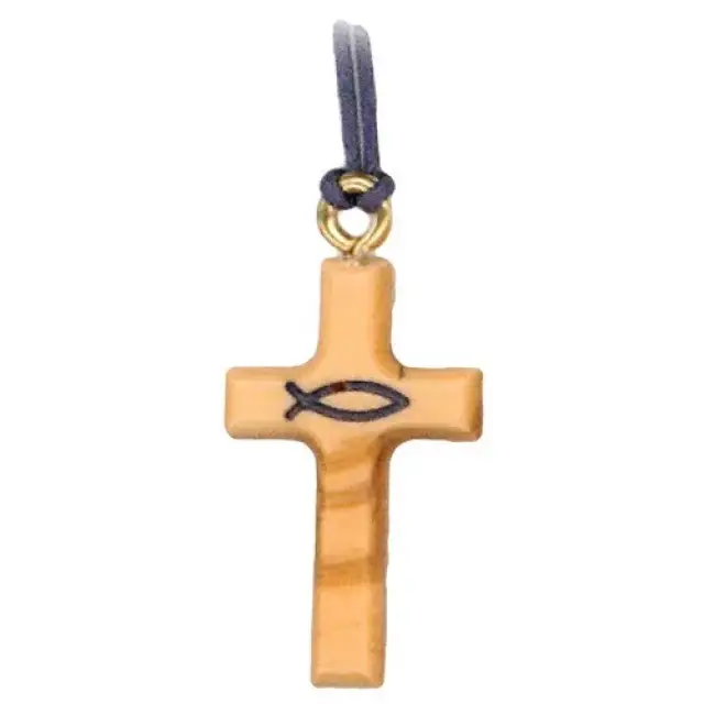 Croix s/cordon - 30 mm - Bois d'olivier