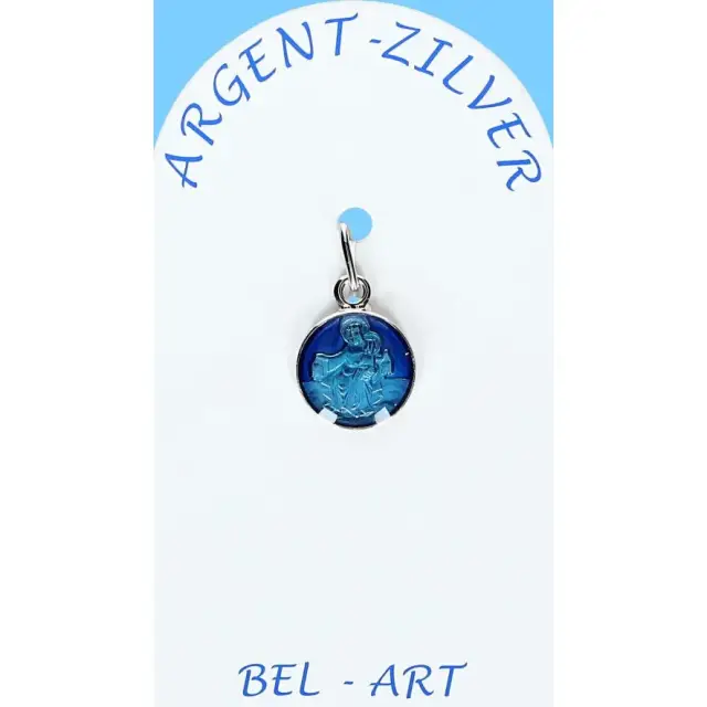 Medaille Zilver - Scapulier 10 mm - Email Blauw