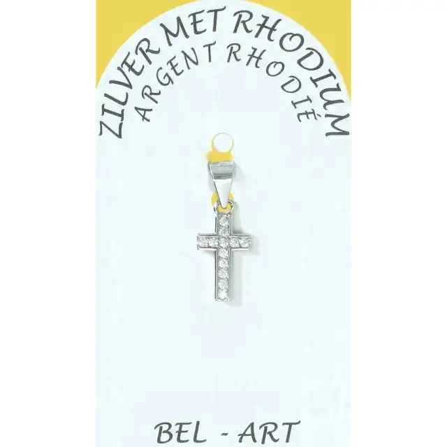 Croix Argent avec zircons - 12 X 7 mm