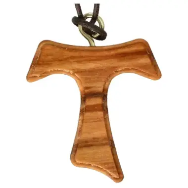 Croix Tau s/cordon - 30 mm - Bois d'olivier