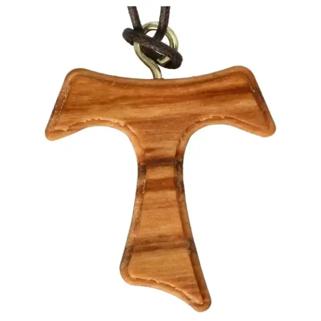 Croix Tau s/cordon - 30 mm - Bois d'olivier