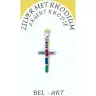 Pendentif croix argent avec zircons multicolores 20 x10 mm