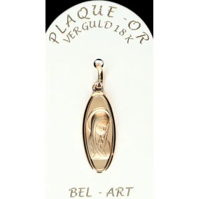 Médaille Plaqué Or Vierge ovale 23 X 10 mm