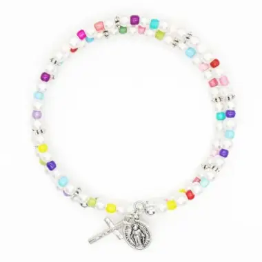 Armband-rozenkrans - glas korrels - Wonderbare medaille en kruis