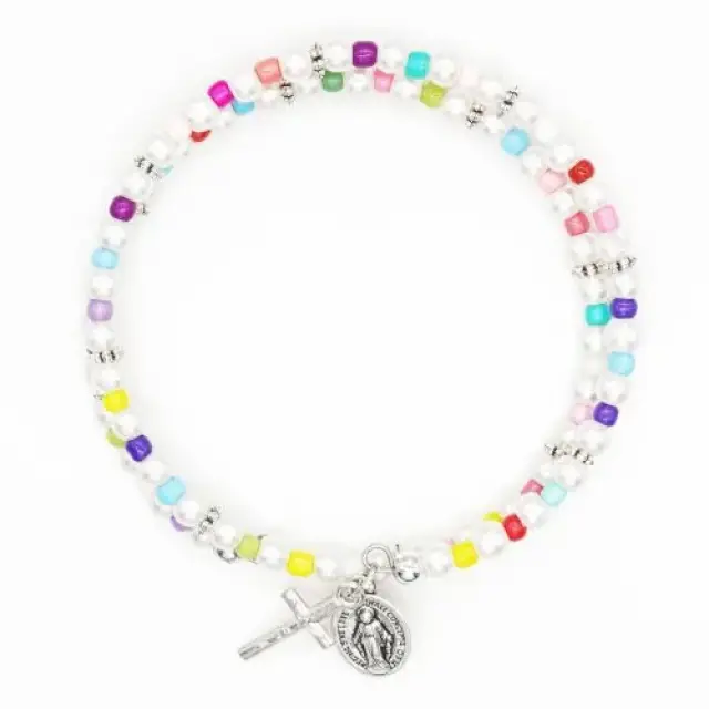 Armband-rozenkrans - glas korrels - Wonderbare medaille en kruis