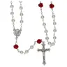 St. Rita Rosary imitation pearl 6 mm Paters red roses