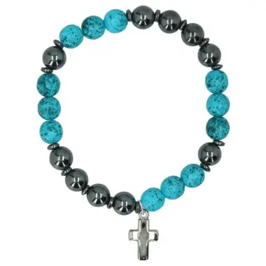 Bracelet sur élastique Perles noires et couleurs (4 modèles assortis)