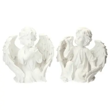 Ange avec oiseau Ht 28 cm - 2 / set