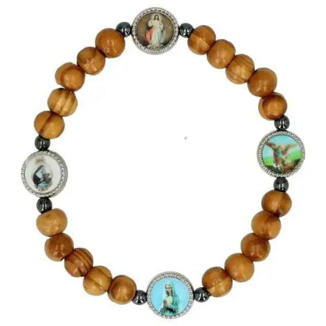 Elastic bracelet wood - various saints