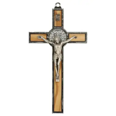 St. Benedict Cross 13 x 7 cm Metal and olive wood