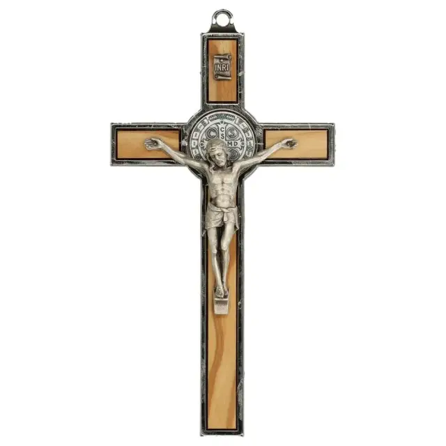 St. Benedict Cross 13 x 7 cm Metal and olive wood