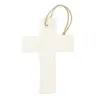 Croix en porcelaine blanche avec ichtus 9.5 x 6.5 cm