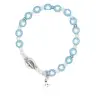 Bracelet sur élastique grains bleus avec médaille miraculeuse et croix
