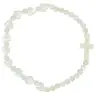 Bracelet sur élastique coeurs-grains-croix NACRE
