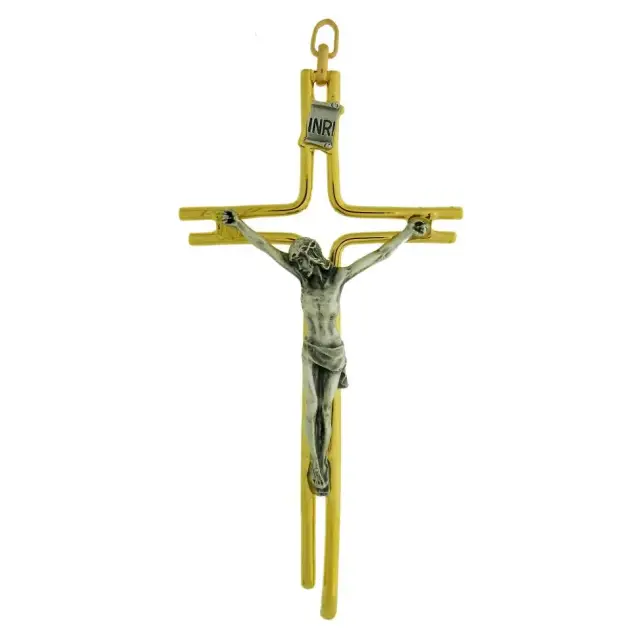 Wall Cross 12 cm golden metal two tone