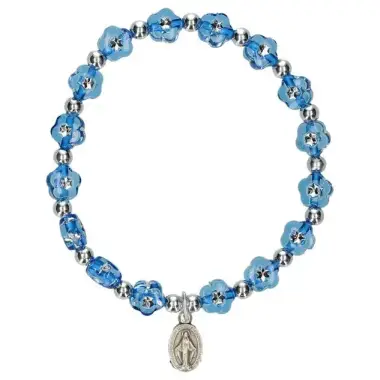 Bracelet sur élastique - Bleu - Méd. Miraculeuse