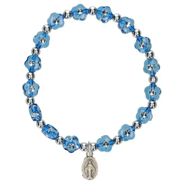 Bracelet sur élastique - Bleu - Méd. Miraculeuse