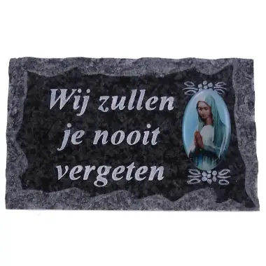 Cemetery plate 9x14 cm Wij zullen I nooit vergeten