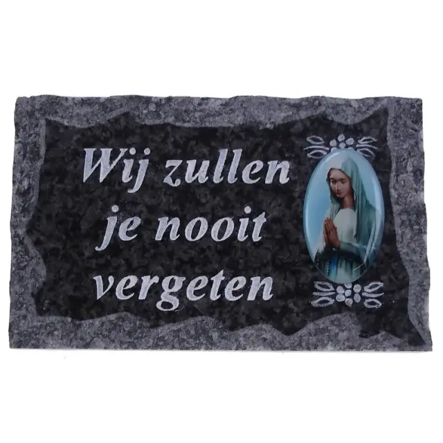 Cemetery plate 9x14 cm Wij zullen I nooit vergeten