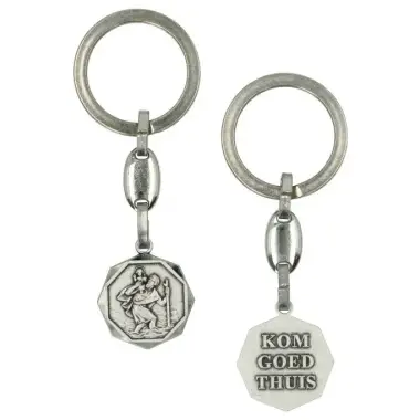 key ring St Christopherr / Kom goed thuis 23 mm