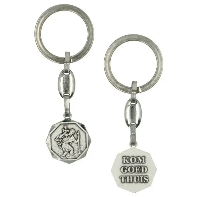 key ring St Christopherr / Kom goed thuis 23 mm