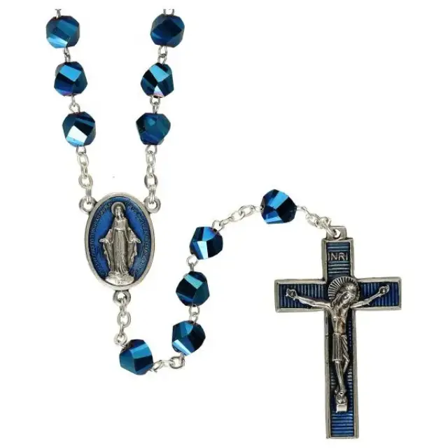 Rozenkrans Kristal - Donkerblauw / Schrijn