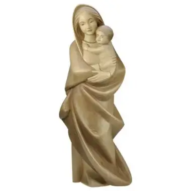 Houtsnijwerk beeld Maria Modern 16 cm 2 kleuren hout