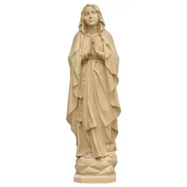 Houtsnijwerk beeld Onze Lieve Vrouw van Lourdes 23 cm natuur hout