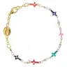 Armband multicolor op ketting verguld met Wonderbare medaille