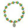 Bracelet s/élastique Arc-en-ciel + médaille miraculeuse
