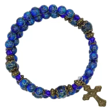 Armband-rozenkrans - glas korrels - Wonderbare medaille en kruis