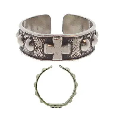 Ring Single decade rosary Lg 7 mm diameter 1 Silver Metal