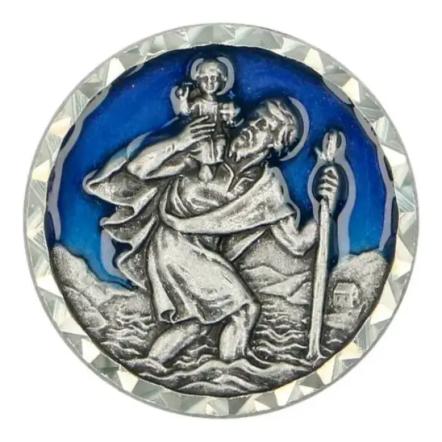 Méd. Aimantée - St Christophe - 26 mm - Email bleu