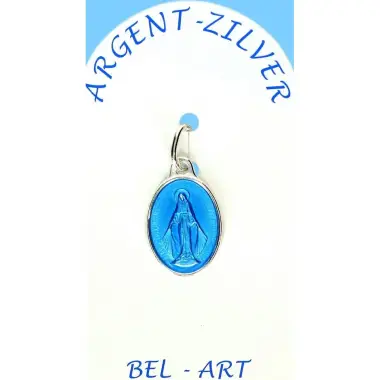 Miraculous Medal 15 mm silver bluein