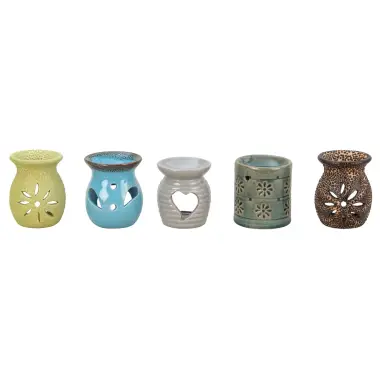 Brûle-huile H 7 cm - assortiment de 5 modèles différents