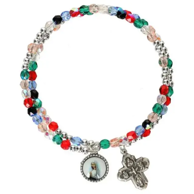 Armband multicolor / verzilverd + medaille