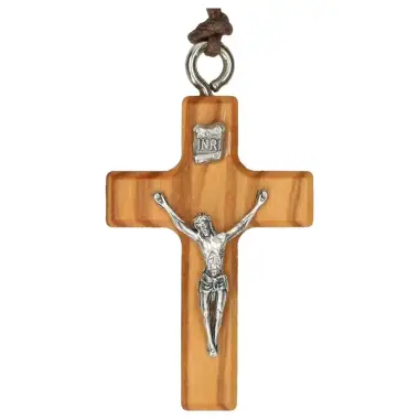 Cross on cord 43 mm Olive wood