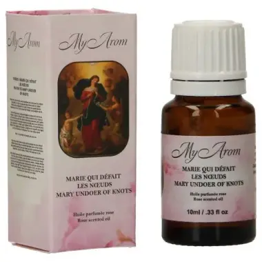Geurolie 10 ml O.L.V. die de Knopen ontwart - Roze