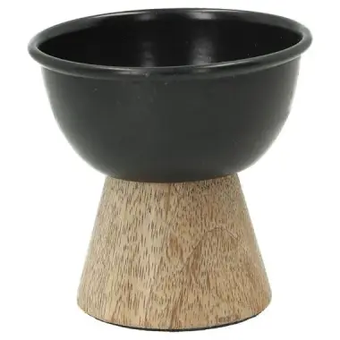 Wierookbrander - H 7 x 6 cm - Zwart ijzer en houten voet