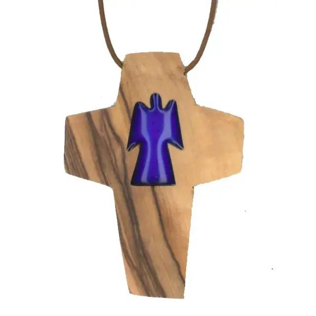Cross on cord 50 x 35 mm Olive wood