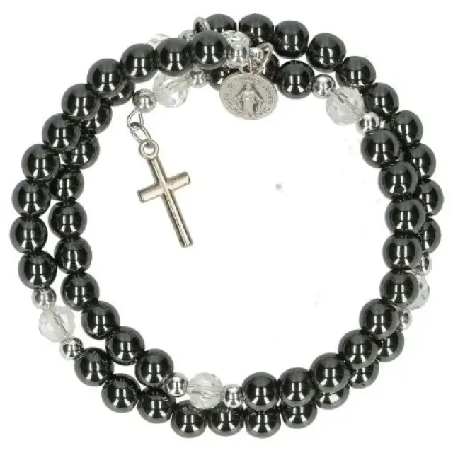 Armband-rozenkrans - hematiet - Wonderbare medaille