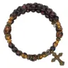 Armband-rozenkrans Glazen korrels "brons" Wonderbare med. en kruis