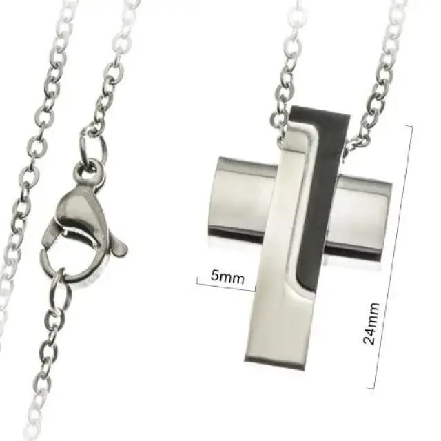 Kruisje 24 mm en ketting roestvrij staal